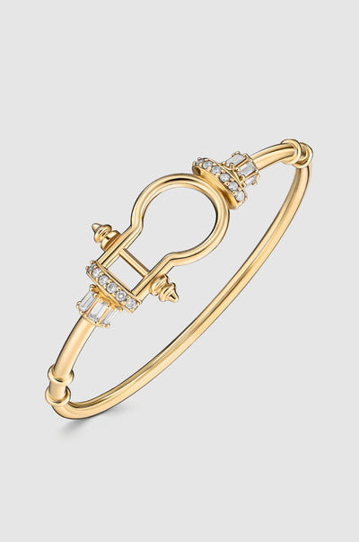 ANCHOR CUFF BRACELET White Diamonds With Gold - last image